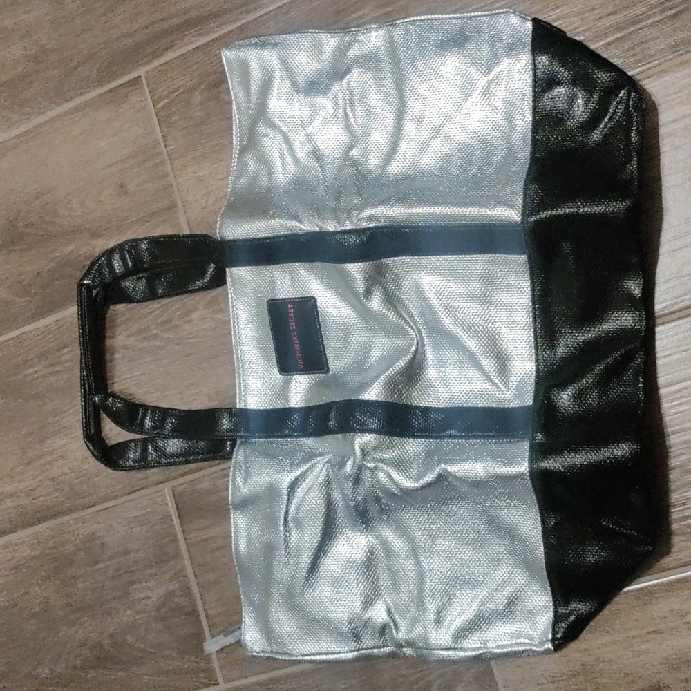 Victoria's secret silver and black bag